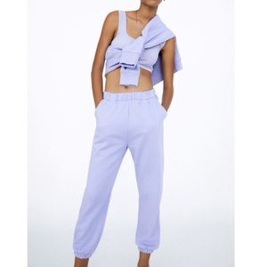 Zara | Pants u0026 Jumpsuits | Nwt Zara Lilac Mauve Plush Jogging Pants |  Poshmark